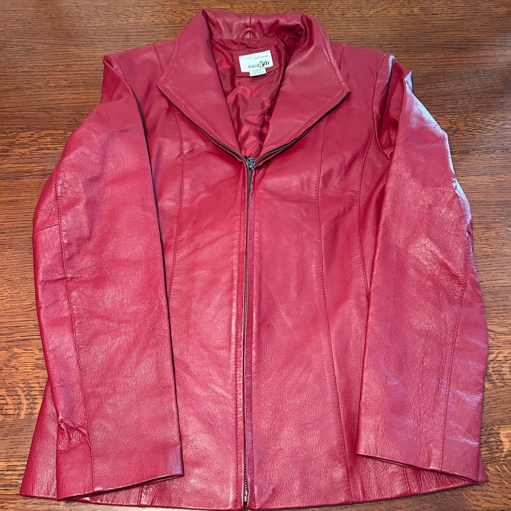East 5th Deep Red Leather Jacket - Picture 2 of 8